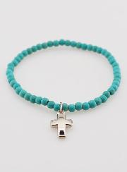 Bracelet en Turquoise 4mm & Croix