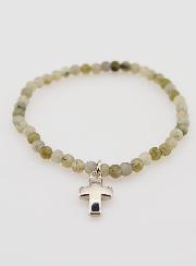 Bracelet en Pierre Naturelle de Labradorite 4mm & Croix