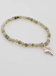 Bracelet en Pierre Naturelle de Labradorite 4mm & Croix