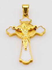 Pendentif Croix de Saint Benoît Emaillé - Blanc