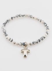 Bracelet en Howlite 4mm & Croix