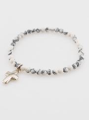Bracelet en Howlite 4mm & Croix