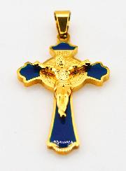 Pendentif Croix de Saint Benoît Emaillé - Marine