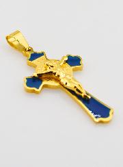 Pendentif Croix de Saint Benoît Emaillé - Marine
