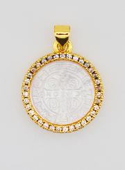 Pendentif en Nacre Croix de Saint Benoît - 22mm