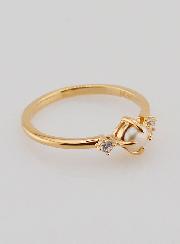 Bague de Fiançailles en Plaqué Or Perle de Culture - T54