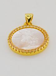 Médaille Dorée Saint Michel en Nacre - 22mm