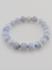 Bracelet en Pierre de Calcédoine Bleue Rubanée - 10mm