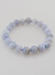 Bracelet en Pierre de Calcédoine Bleue Rubanée - 10mm