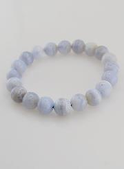 Bracelet en Pierre de Calcédoine Bleue Rubanée - 10mm