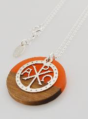 Collier en Argent - Pendentif Bois Résine & Alpha Oméga