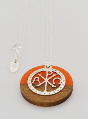 Collier en Argent - Pendentif Bois Résine & Alpha Oméga