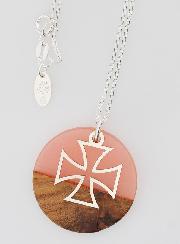 Collier en Argent - Pendentif Bois Résine & Croix Templier