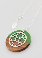 Collier en Argent - Pendentif Bois Résine & Vitrail