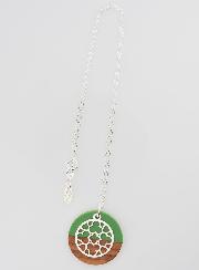 Collier en Argent - Pendentif Bois Résine & Vitrail