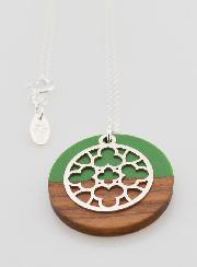Collier en Argent - Pendentif Bois Résine & Vitrail