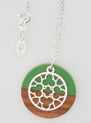 Collier en Argent - Pendentif Bois Résine & Vitrail