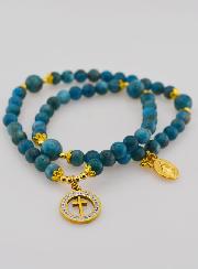 Chapelet en Pierres d'Apatite 6mm & Miraculeuse