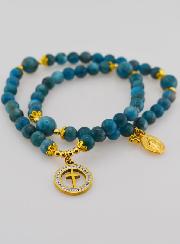 Bracelet Chapelet en Apatite 6mm & Miraculeuse