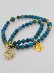 Bracelet Chapelet en Apatite 6mm & Miraculeuse