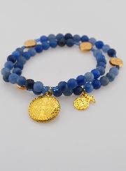 Bracelet Chapelet en Aventurine Bleue 6mm & St Benoît