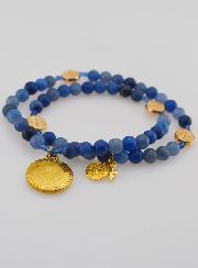Bracelet Chapelet en Aventurine Bleue 6mm & St Benoît