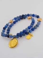 Bracelet Chapelet en Aventurine Bleue 6mm & St Benoît