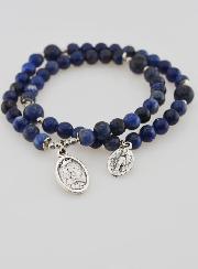 Chapelet en Pierres de Sodalite - Saint Joseph & Miraculeuse