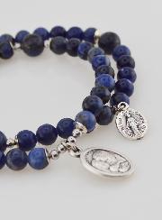 Chapelet en Pierres de Sodalite - Saint Joseph & Miraculeuse