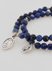 Chapelet en Pierres de Sodalite - Saint Joseph & Miraculeuse