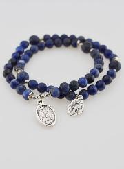 Bracelet Chapelet en Sodalite - St Joseph & Miraculeuse