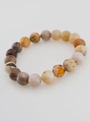 Bracelet en Pierre d'Agate Plume - 10mm