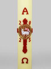 Grand Cierge Pascal Croix Agneau & Blason - 1m10