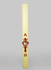Grand Cierge Pascal Croix Agneau & Blason - 90cm