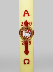 Grand Cierge Pascal Croix Agneau & Blason - 90cm