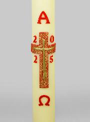 Cierge Pascal Croix Relief Dorée - 88cm