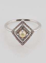 Bague Solitaire Losange Argent Rhodié et Zircons - T60