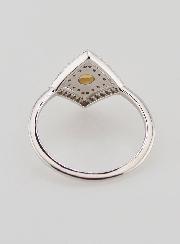 Bague Solitaire Losange Argent Rhodié et Zircons - T60