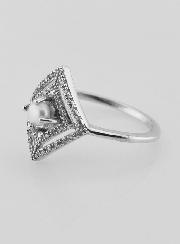 Bague Solitaire Losange Argent Rhodié et Zircons - T56