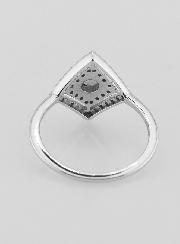 Bague Solitaire Losange Argent Rhodié et Zircons - T56