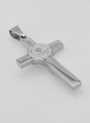 Pendentif Croix de Saint Benoît en Inox - 45mm