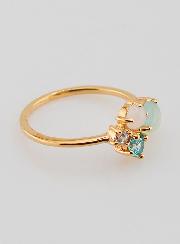 Bague Plaqué Or Zircons & Agate Bleue - T54