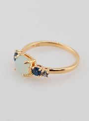 Bague Plaqué Or - Agate Bleue & Zircons T54