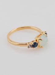 Bague Plaqué Or - Agate Bleue & Zircons T54