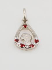 Pendentif Goutte Vierge Marie - Argent & Zirconium Rouge