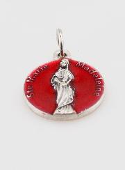 Médaille Sainte Marie-Madeleine Argentée & Émail Rouge - 18 mm