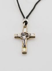 Collier Religieux Croix de Saint Benoit - Blanc