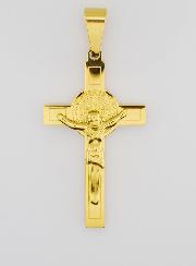 Pendentif Croix de Saint Benoît en Inox Doré - 4,5cm