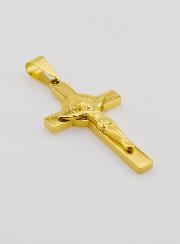 Pendentif Croix de Saint Benoît en Inox Doré - 4,5cm