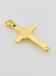 Pendentif Croix de Saint Benoît en Inox Doré - 4,5cm